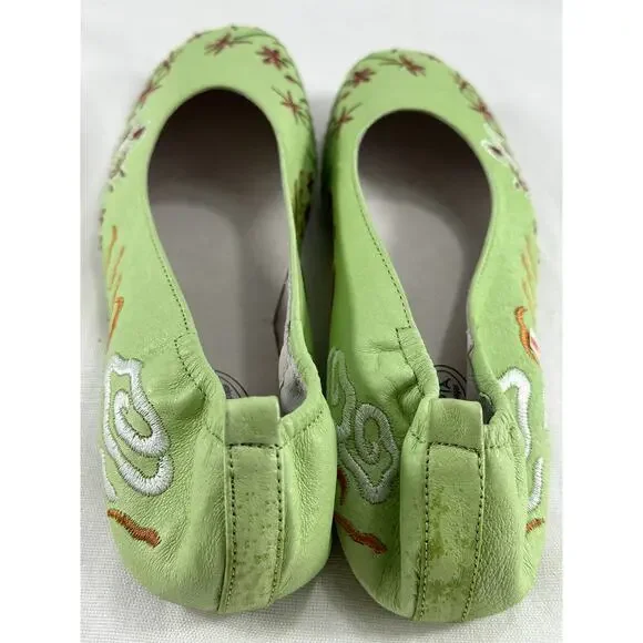 Maria Pia Fiji Women's Floral Embroidered Trend Hippie Flats Like Green Sz36 - Picture 6 of 8